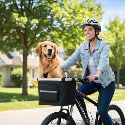 vélo panier chien balade